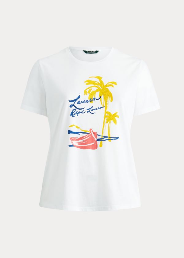 Playeras Ralph Lauren Mujer Blancos - Print Cotton-Blend - XCITE1943